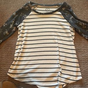 Floral and striped blouse